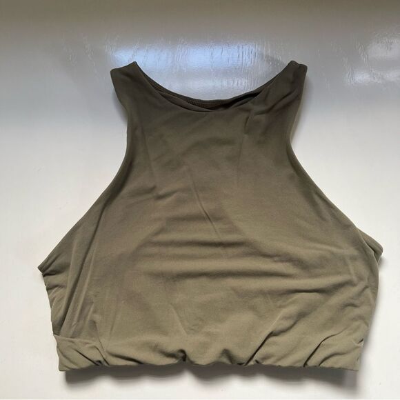 SKIMS Bra Fits Everybody High Neck Bralette Size Small Khaki Green Racerback - Picture 2 of 4